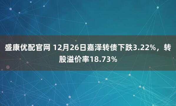 盛康优配官网 12月26日嘉泽转债下跌3.22%,转股溢价率18.73%
